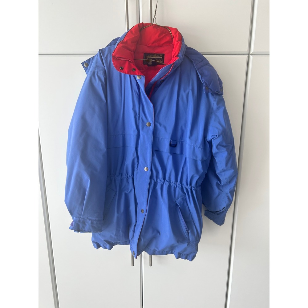 Vintage Eddie Bauer Mens Medium‎ Goose Down Parka Blue Red Hooded Winter Coat